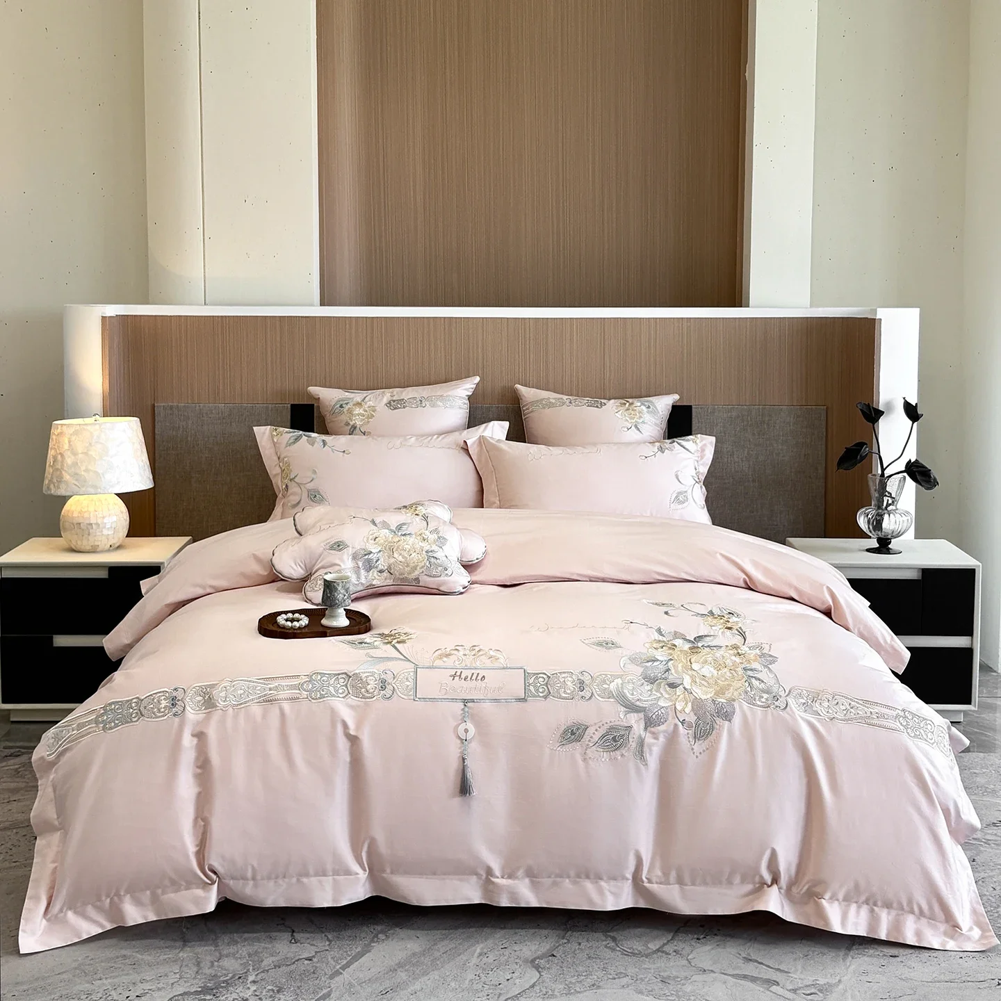 Svetanya Egyptian Cotton Bedding Set Embroidered Bed Linens Sheet Pillowcase Duvet Cover Set Underwear