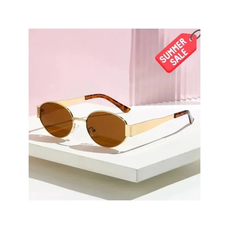Gafas de sol ovaladas clásicas y clásicas, nuevo marco elíptico, marco de Metal, gafas de sol personalizadas, tonos para exteriores Uv400, regalo elegante de moda