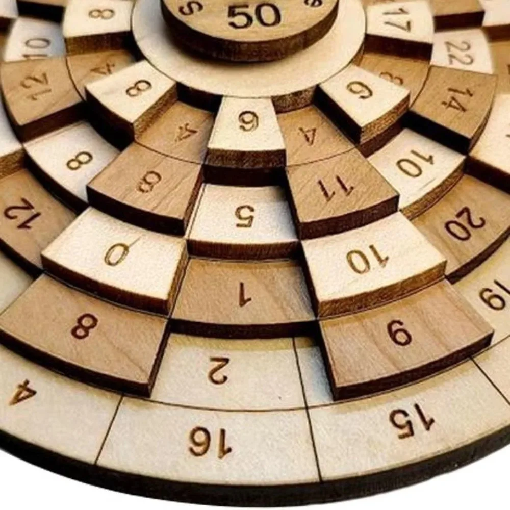 Round Turntable Number Puzzle Classic Number Difficult Math Game Wooden Puzzle Wooden Digital Creative Design Brain Teaser