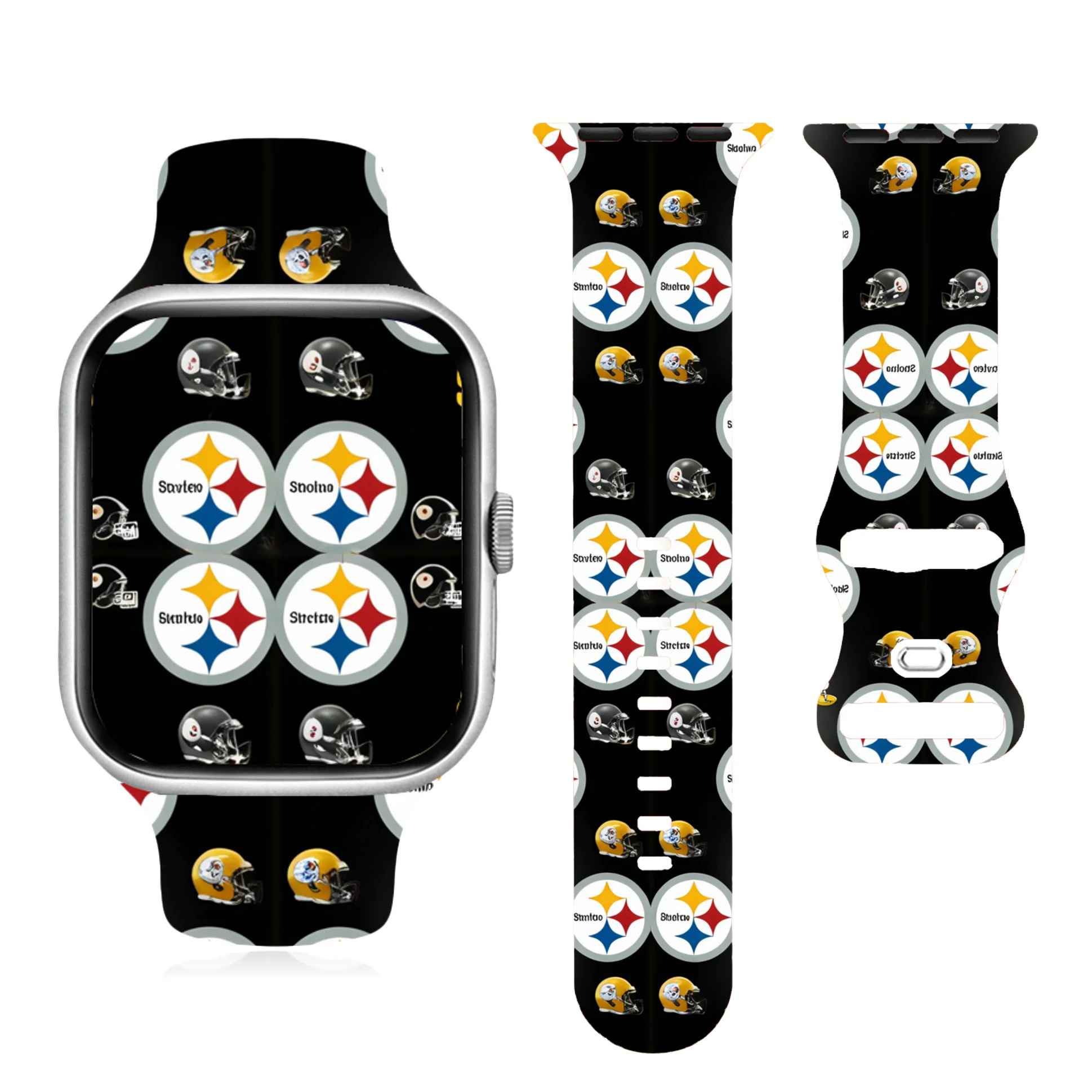 Football Theme Soft Silicone Band for Apple Watch 9 8 7 6 5 Ultra SE Size 38 40 41 42 44 45 49mm Suitable for All iWatch