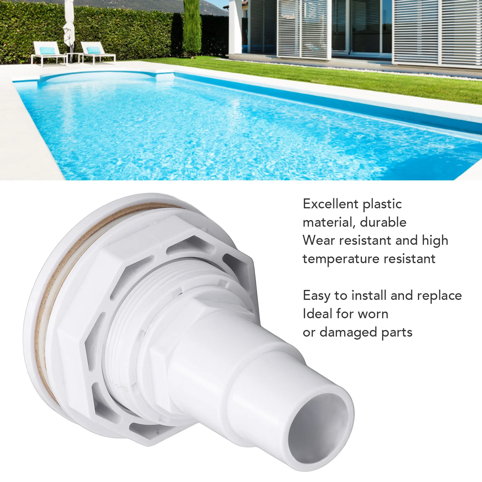 Complete Return Outlet Jet Fitting for Above Ground Swimming Pool with Gasket 1in Pipe Adapter