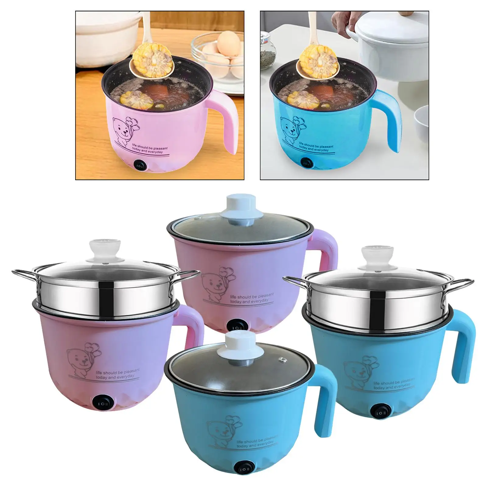 Electric Hot Pot Nonstick 1.8L Kitchen Cooking Appliances for Eggs Fry Ramen