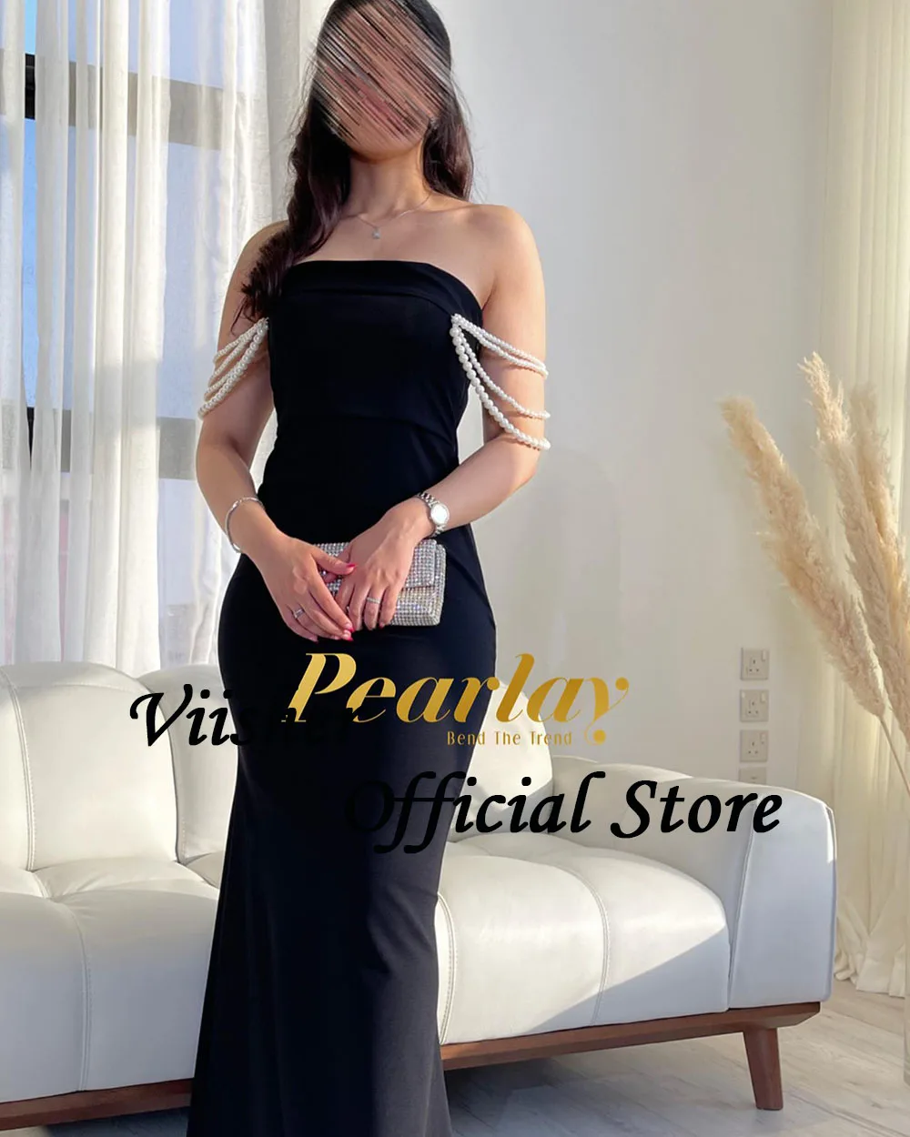 Visher schwarz Meerjungfrau Abendkleider Perlen Träger Spandex Satin träger los Abschluss ball Party kleid boden lange formelle Abendkleider