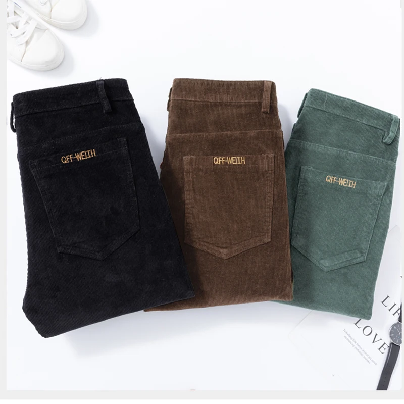 Casual Men\'s Green Brown Thick Corduroy Pants 2024 New Style Fashion Stretch Regular Fit Business Trousers Male Brand Clothes