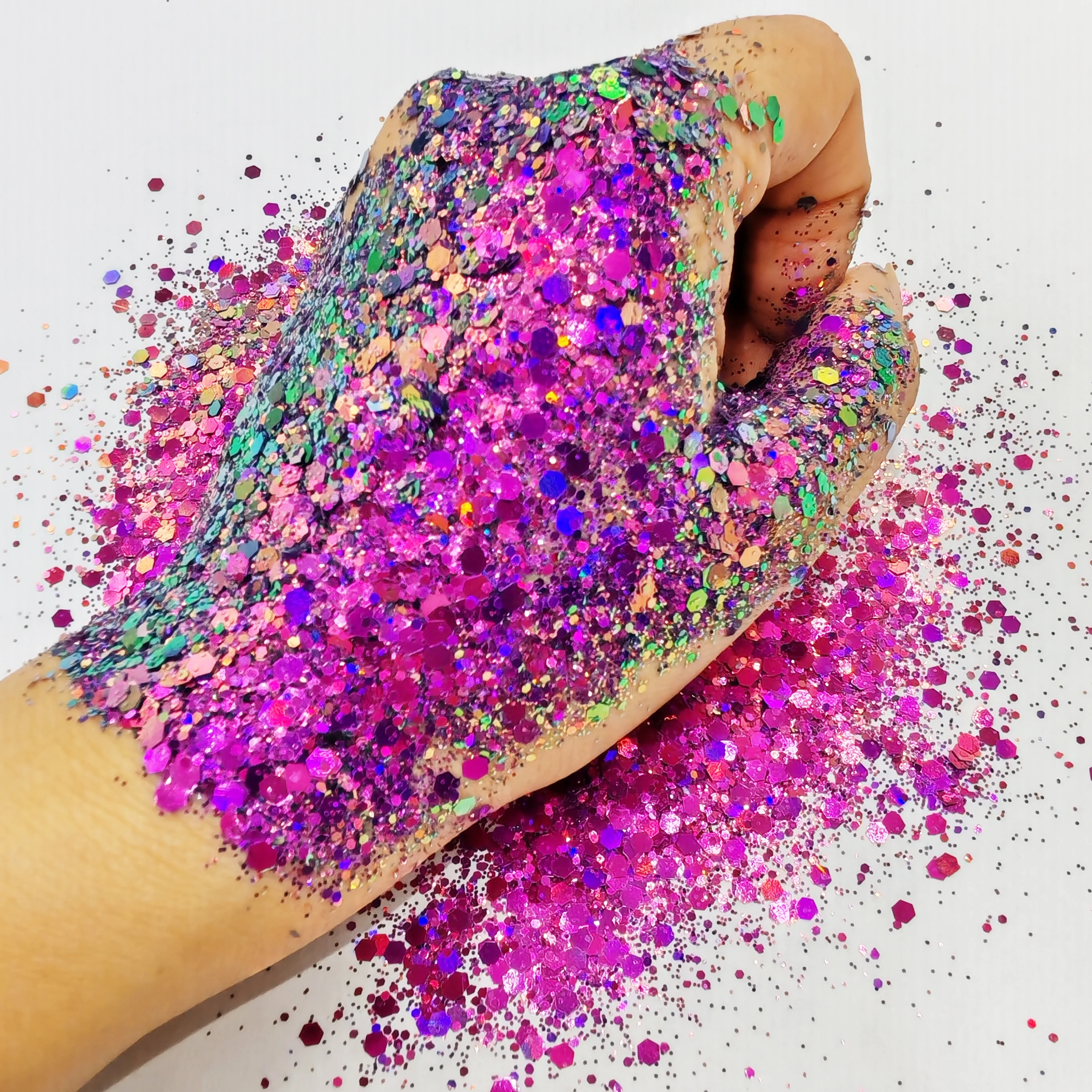 50Gram-Chameleon 20 Colors Change Chunky Hexagon Shift Glitter Mix Flake Shape Sequins for DIY Nail Art,Face,Body,Slime,Tumbler