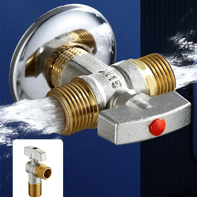 G1/2 Thread Brass Triangle Valve Large Cold Hot Water Angle Stop Valve for Kitchen Bathroom Large Triangular Valve 1PC