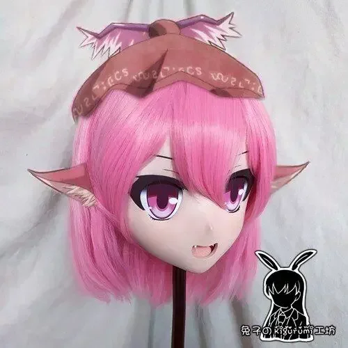 (Rabbit 38) Full Head Crossdressing BJD Doll Mask Touhou Project Cartoon Anime Silicone Mystia Lorelei Kigurumi Cosplay Mask