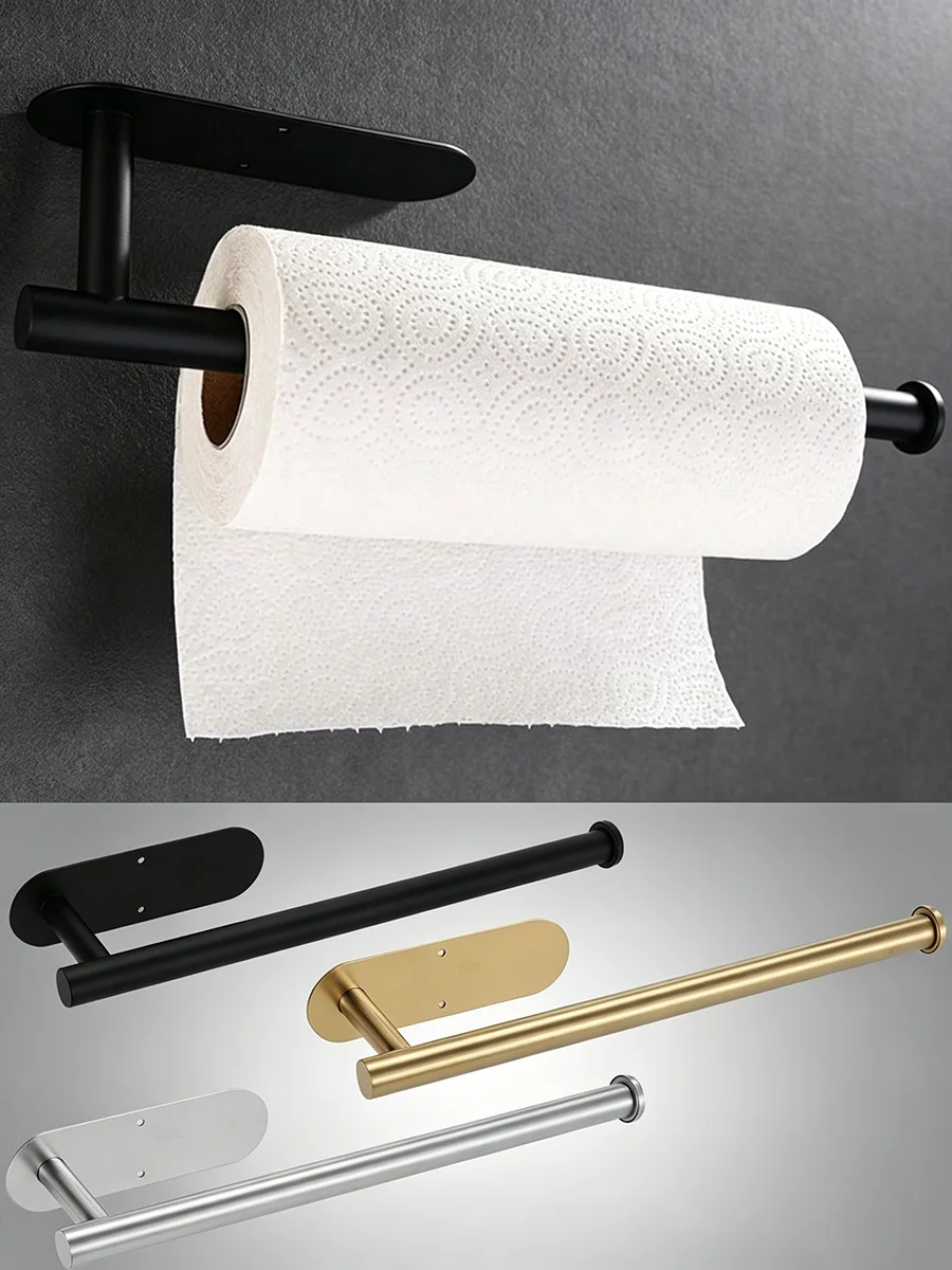 [Local Stock] Metal Paper Towel Holder Kitchen Bathroom Storage Rack Wall Mount…