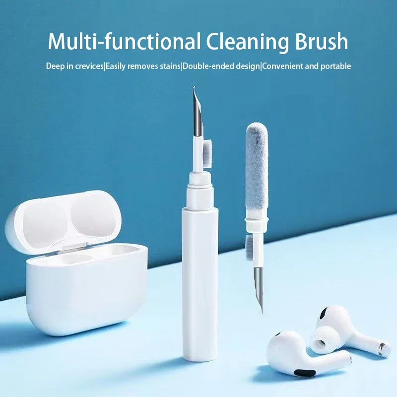 Bluetooth Earphones Cleaner Kit Multi-Function Cleaning Tool with Brush Flocking for Airpods Pro 3 2 1 Sponge Clean Brush Pen