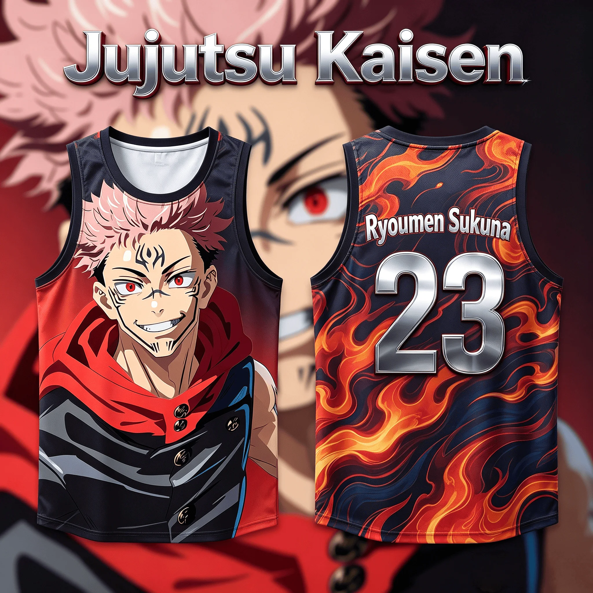 2026 Summer Hot Selling Jujutsu Kaisen Ryomen Sukuna 3D Printed Crew Neck Vest, Breathable Sports Unisex Y2K Trendy Top