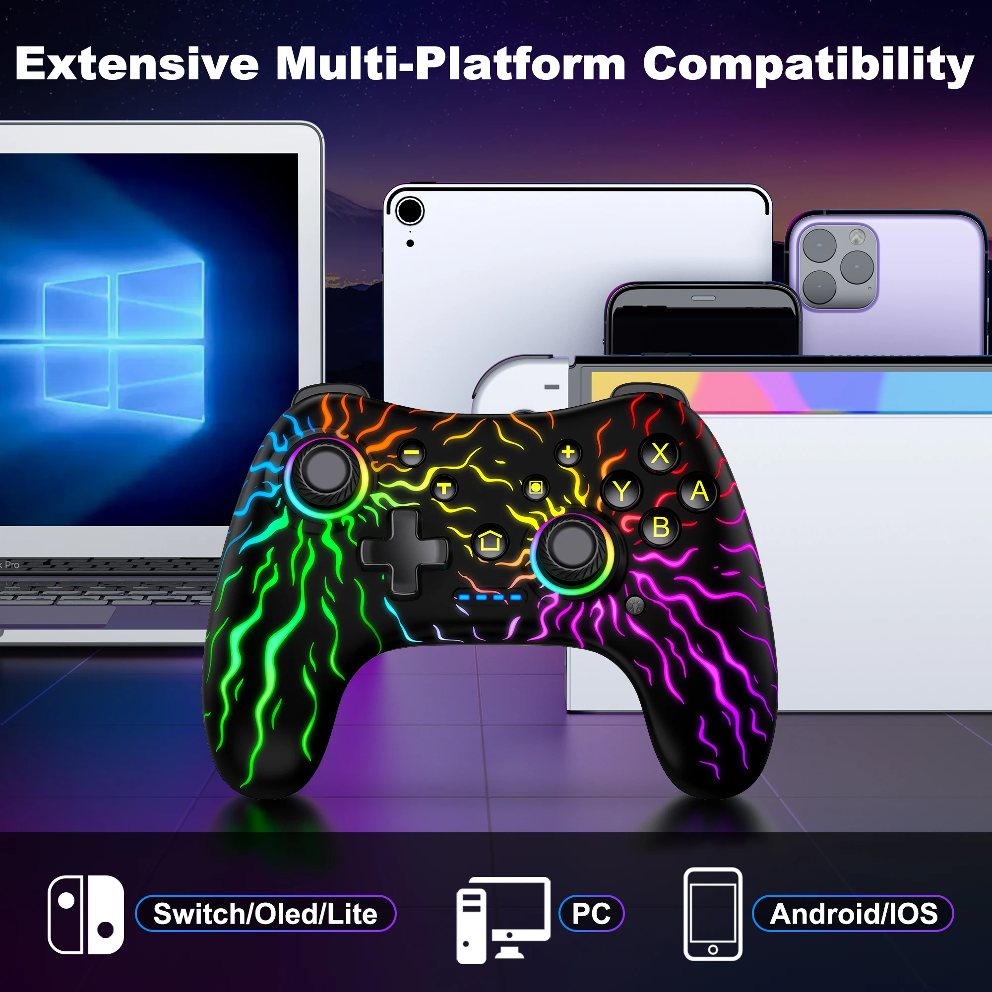 BEBONCOOL NC203 Controller wireless effetto Hall leggero per Nintendo Switch/Switch OLED/Lite/Android/IOS/PC Steam Gamepad