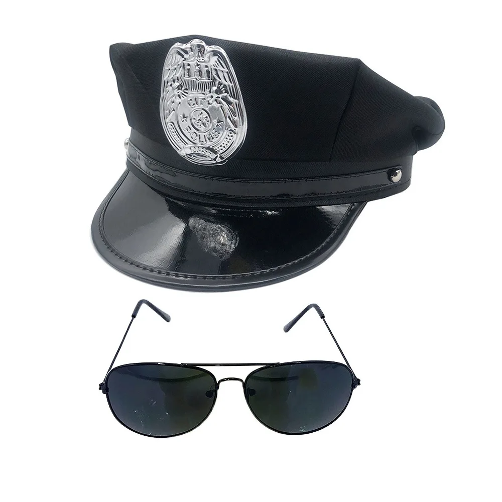 1PCS / 4-teiliges Set Erwachsene Polizei Hut Octagon Flachen Hut Cosplay Leistung Maskerade Spaß Requisiten Polizei Hut uniform Zubehör – Detail 13