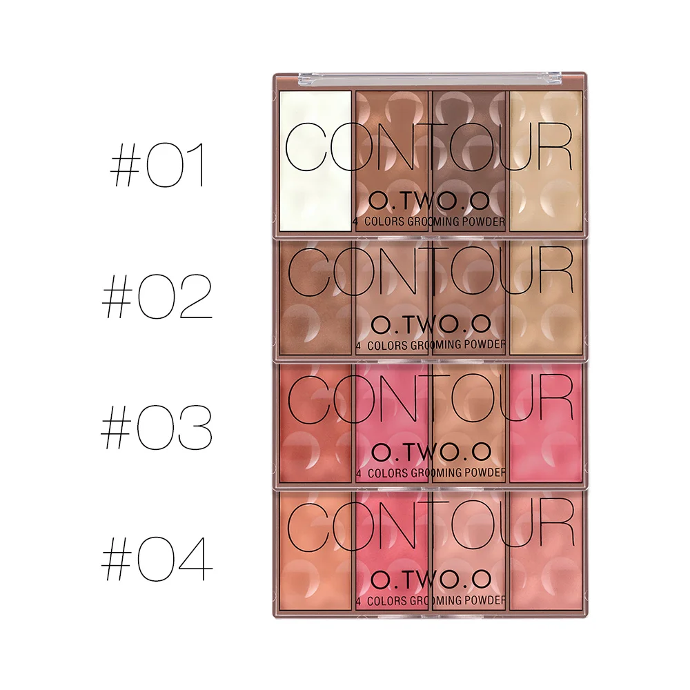 O.tw o.o Contour พาเลท4สี, พาเลทคอนทัวร์ปัดแก้มติดทนนานแป้งคอนทัวร์แต่งหน้าบนใบหน้าเครื่องสำอางบรอนเซอร์