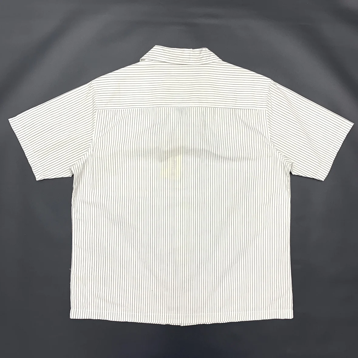 2025年夏新作 日本風レトロ半袖キューバカラーストライプシャツ メンズ ハイストリート 100%綿 ウォッシュド カジュアル ルーズブラウス