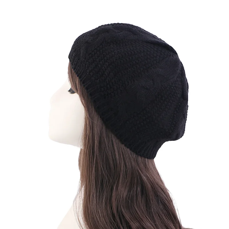 Fashion Knitted Beret Hat Ladies Artist Beanie Hats Casual Berets For Women Female Elegant Solid Color Casual Painter Caps  ﻿