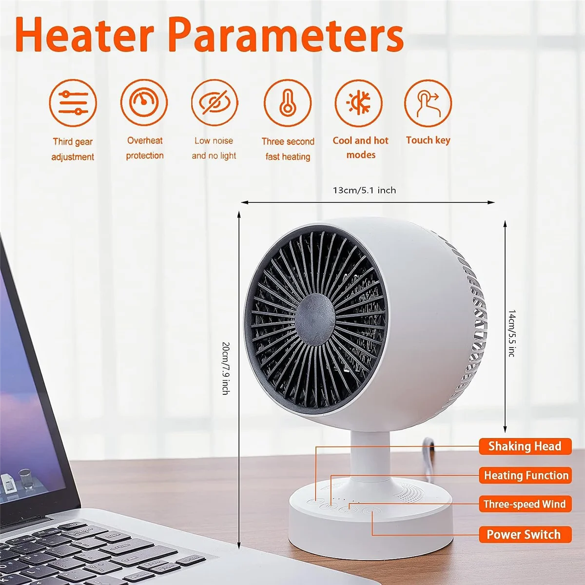 Мини-обогреватель AA96, космический обогреватель, настольный обогреватель 500 Вт для офиса, 160 г. °   Боковая автоматическая качающаяся 3 передачи, регулируемая, керамическая вилка PTC европейского стандарта