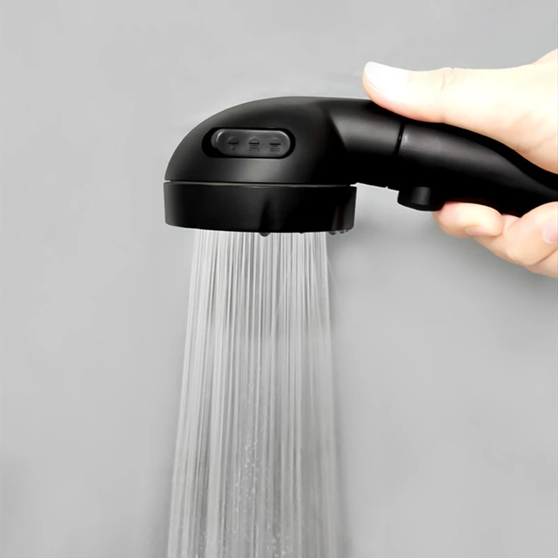 

1 шт., матовая черная ручная насадка для душа с 3 режимами, регулируемые форсунки для экономии воды под высоким давлением и кнопкой остановки