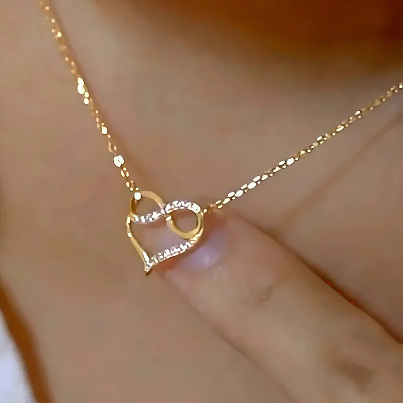 Women's Luxury Collarbone Necklace with Infinite Symbol and Heart Design Inlay Synthetic Zircon Necklaces Romantic Jewelry Gifts