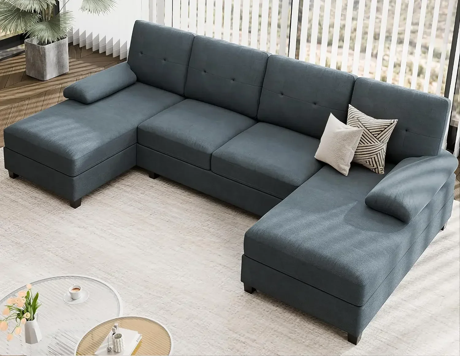 

ASectional Sofa Couches for Living Room 4 Seat U-Shaped Sofa Couch Living Room Furniture Sets Clearance with Double Chaises
