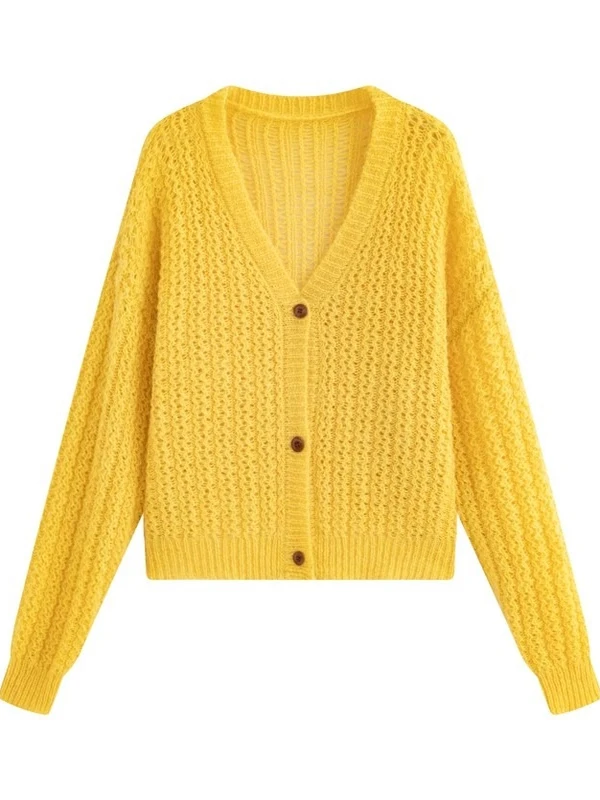 スイートスレ 薄手 透かし編み オープンカーディガン レディース 春秋 ゆったり ファッション アウター Vネック ロングスリーブ ポリエステル...