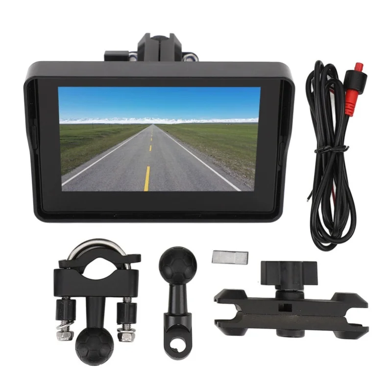 Portable Motorcycle GPS Navigator Dual Bluetooth Water Resistant 5in IPS Touchscreen Motorbike Stereo For Carplay For Android