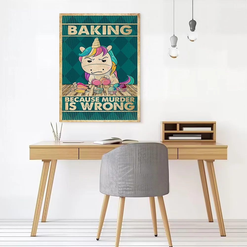 Unicorn Baking Murder Bake Printed Canvas Poster Personalized High Quality Wall Art Paintings for Gamer Decoration Decor Luxury