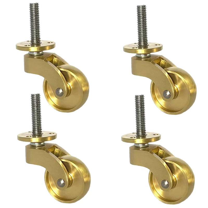 4PCS 1.25'' Solid Brass Casters Table Chair Sofa Furniture Castor 360° Swivel Universal Wheels Smoothly Moving Furniture Rollers