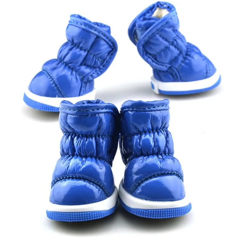 4pcs/sets Winter Dog Shoes Warm Fleece Puppy Pet Shoes Waterproof Dog Snow Boots For Small Dogs Chihuahua Yorkie Teddy Shoes