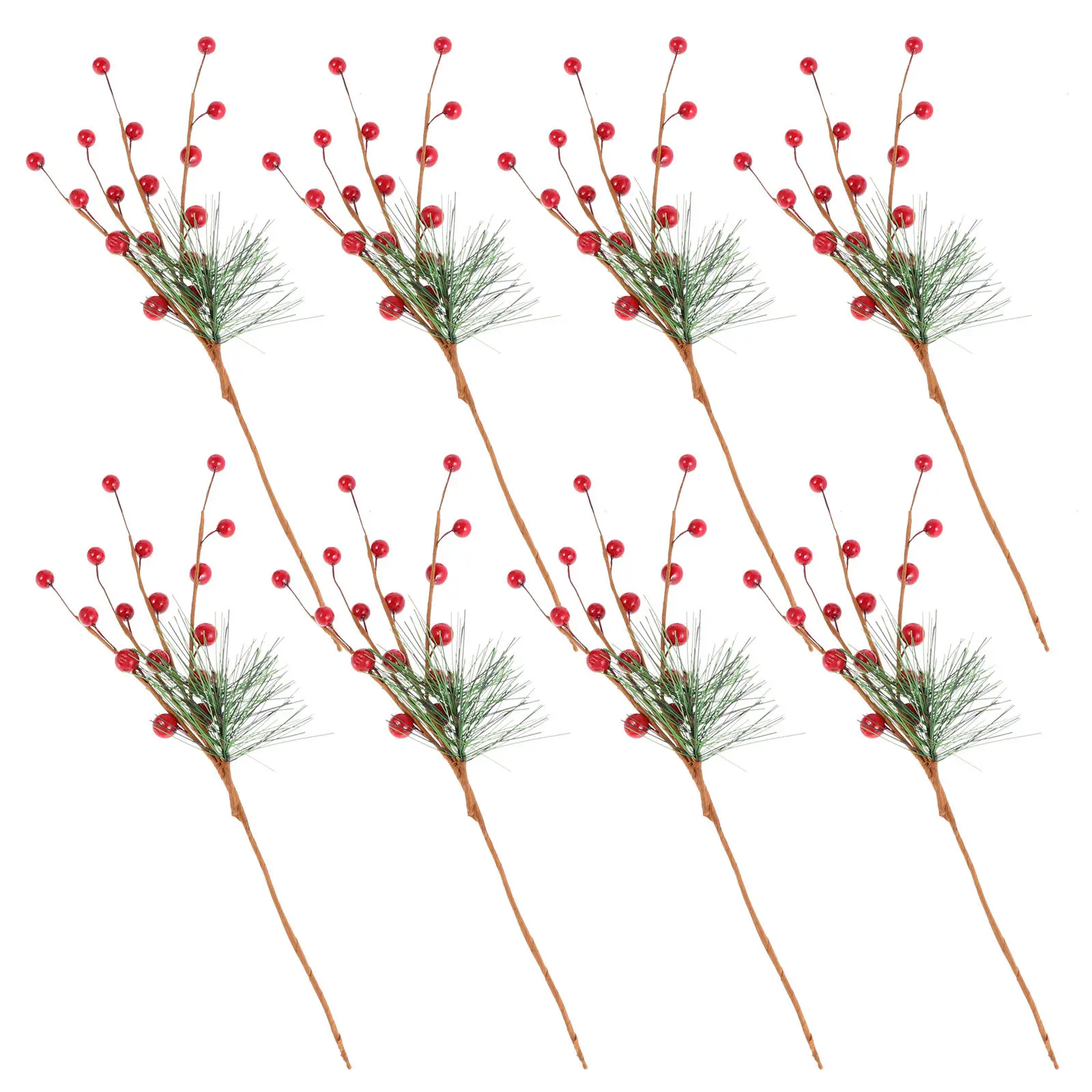 8 pièces de branches de baies artificielles rouges pour Noël, pour la décoration intérieure, couronnes, centres de table et décorations de fêtes.