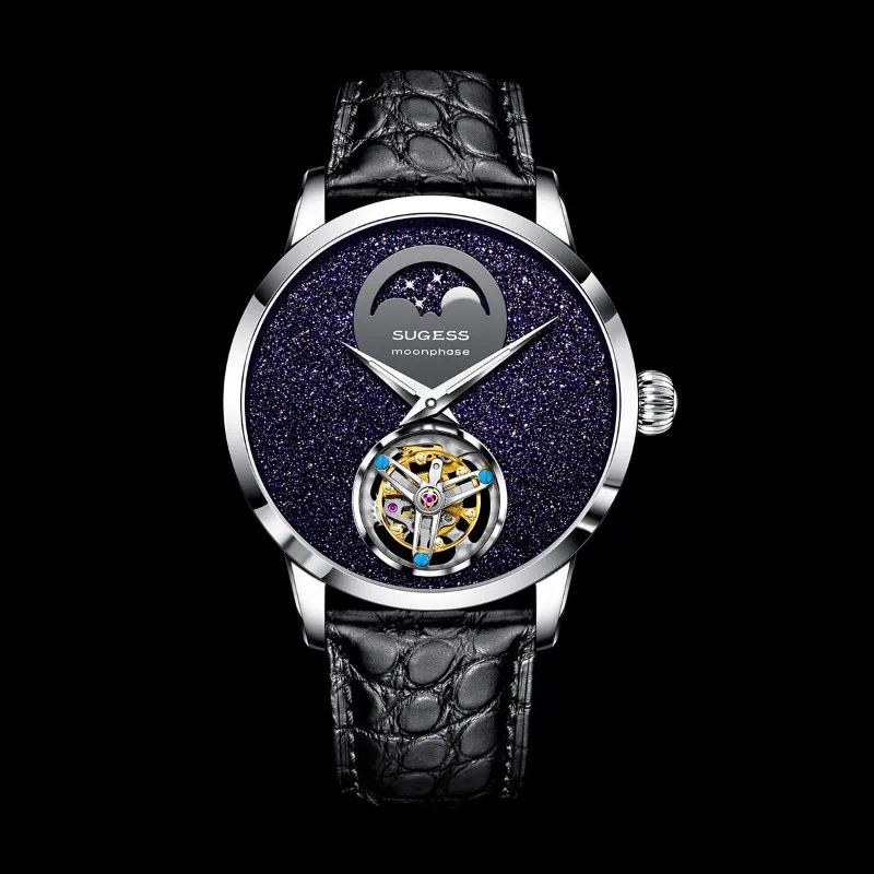 1989 Customized card-free sales 8235 tourbillon moon phase weight men's watch light luxury business watch waterproof