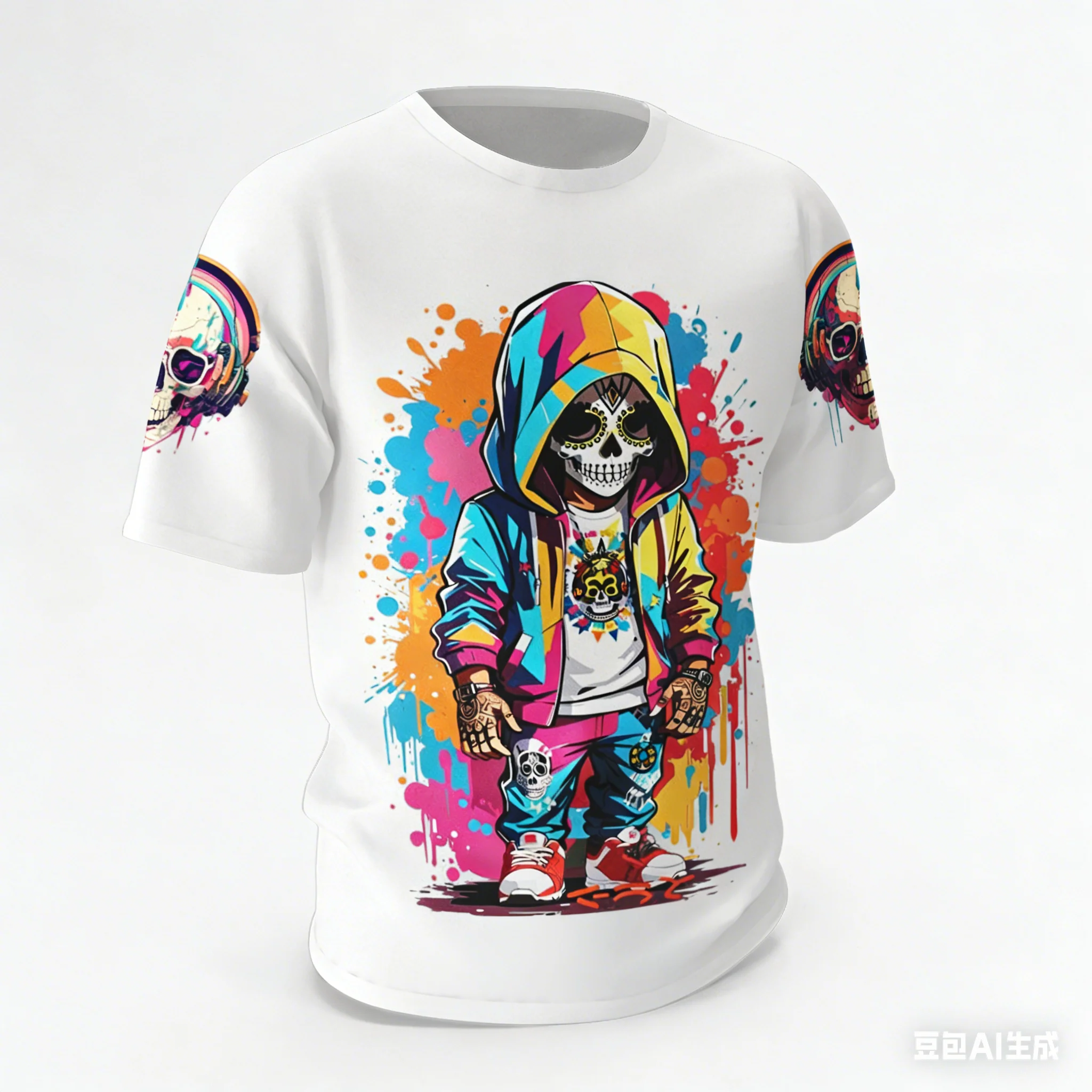 Funny 3D Skull Print T Shirt For Men Hip Hop Trend Street Clothing Casual O-neck Short Sleeve Tops Summer High Quality Pullover
