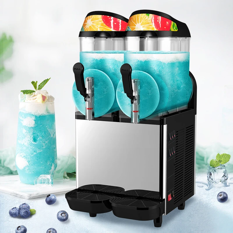 

Commercial Double Tank Snow Melting Cold Drink Machine Slushy Smoothie Machine Frozen Juice Beverage Machine