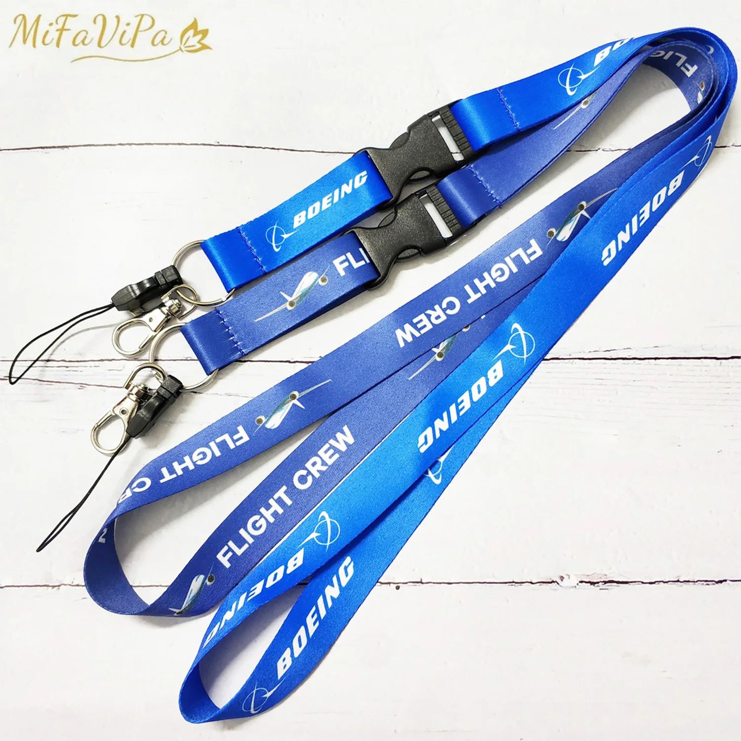 MiFaViPa 2 PC Flight Crew Lanyards Neck Strap Chaveiro Key Chain Blue Boeing Lanyard Keychain for ID Card Fashion Christmas Gift