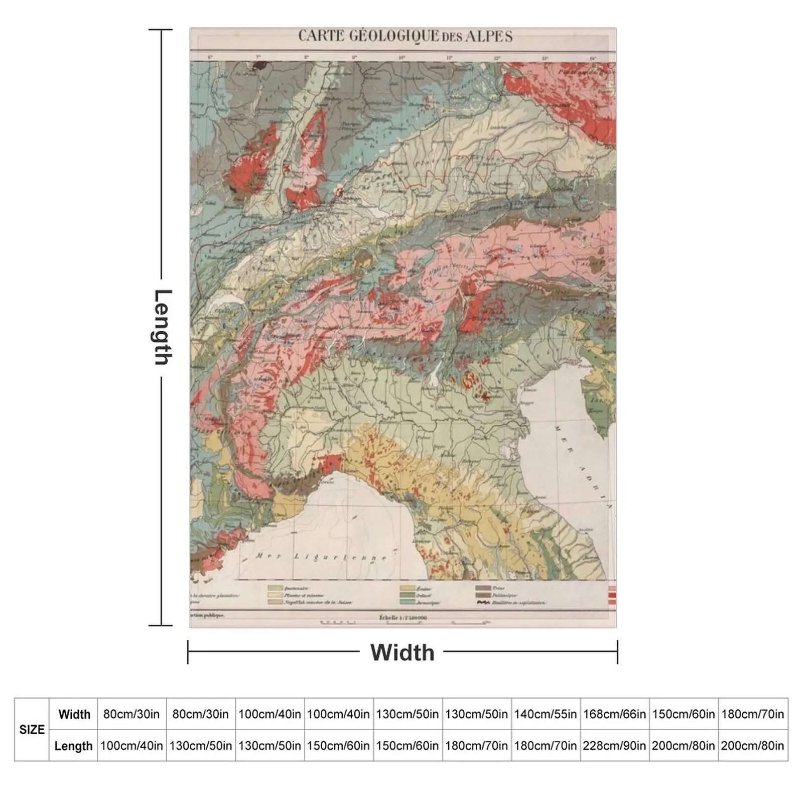 Vintage Alps Geology Map (1921) Vintage Swiss Mountain Range Geologic Atlas Throw Blanket Comforter Blankets