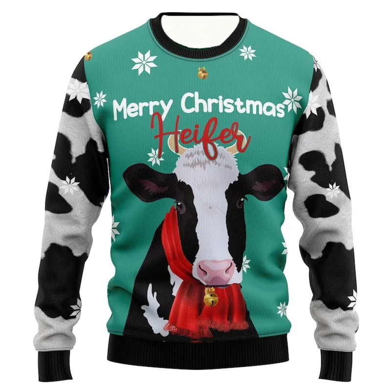 Beer Lover Ugly Christmas Sweater for Men 3D Printing Beer Sweatshirt Merry Christmas Pullovers 25-26 New Year Round Neck Hoodie