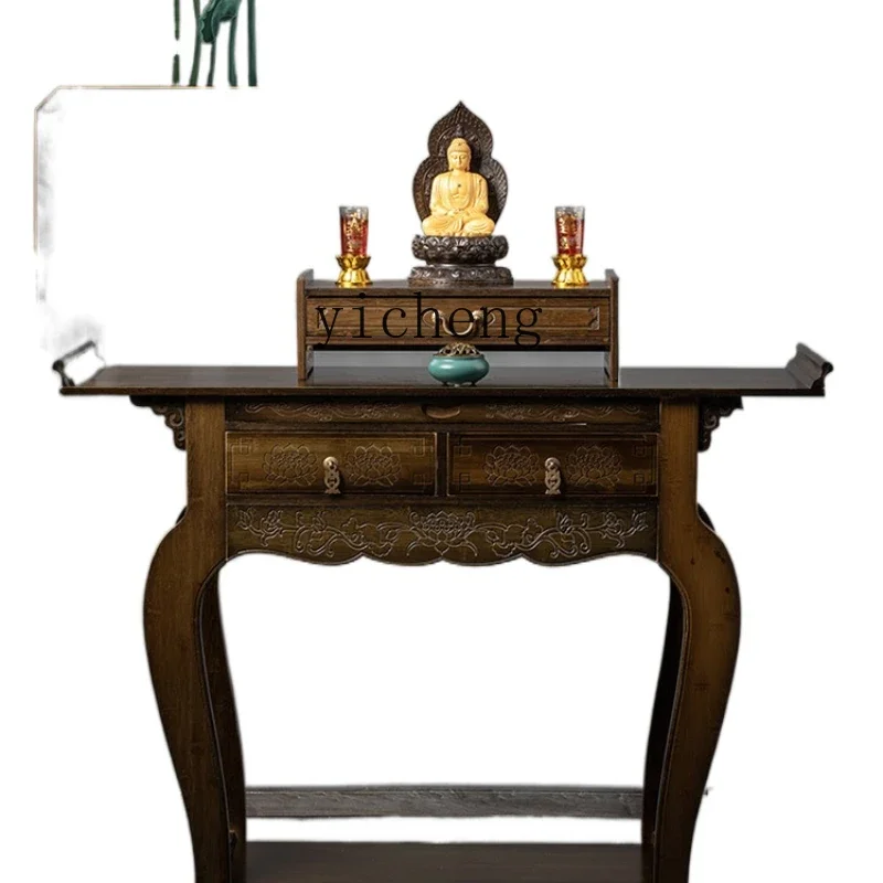 Buddha Statue Enshrine Platform Base God of Wealth Holder Altar Fokan Cabinet Household