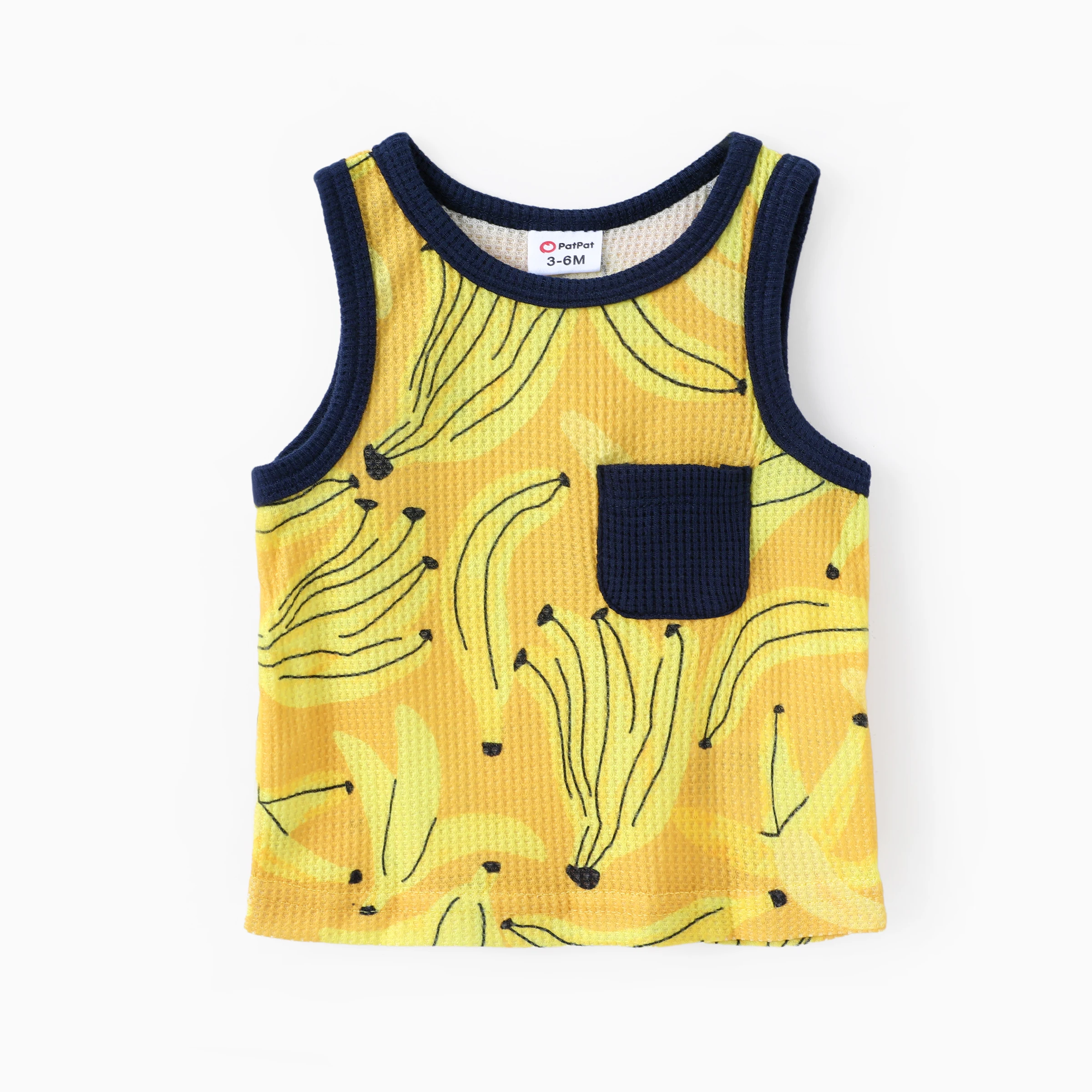 PatPat Baby Boy 2pcs Banana Print Tank Top and Shorts Set