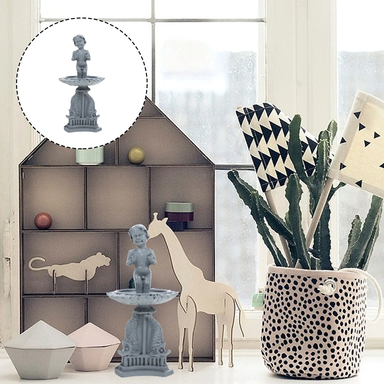 

Mini Boy Statue Decorative Garden Decor Delicate Wear-Resistant Mini House Accessory Adorable Courtyard Decor Miniature Garden