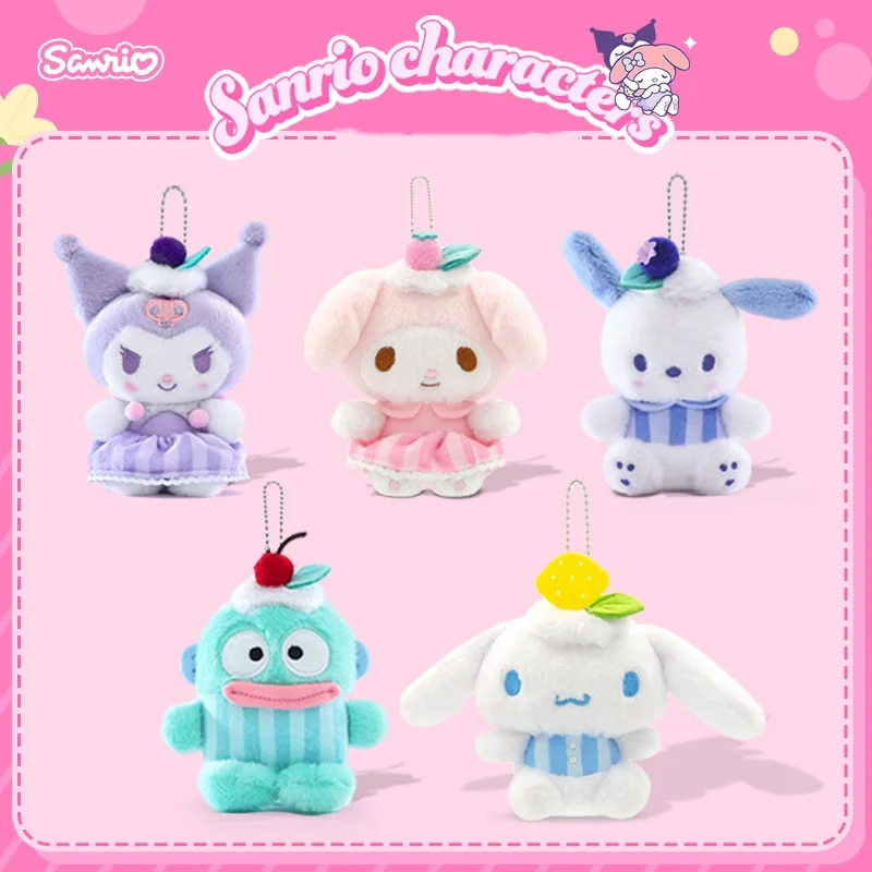 10cm Genuine Sanrio Plush Toys Hello Kitty My Melody Kuromi Stuffed Animals Doll KeychainSmall Pendant Christmas Birthday Gifts