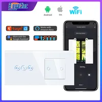 Bingoelec 2 Gang EU Standard Smart Wifi Touch Switch With Smart Curtain White Crystal Glass Panel Smart Blind Work With Tuya App