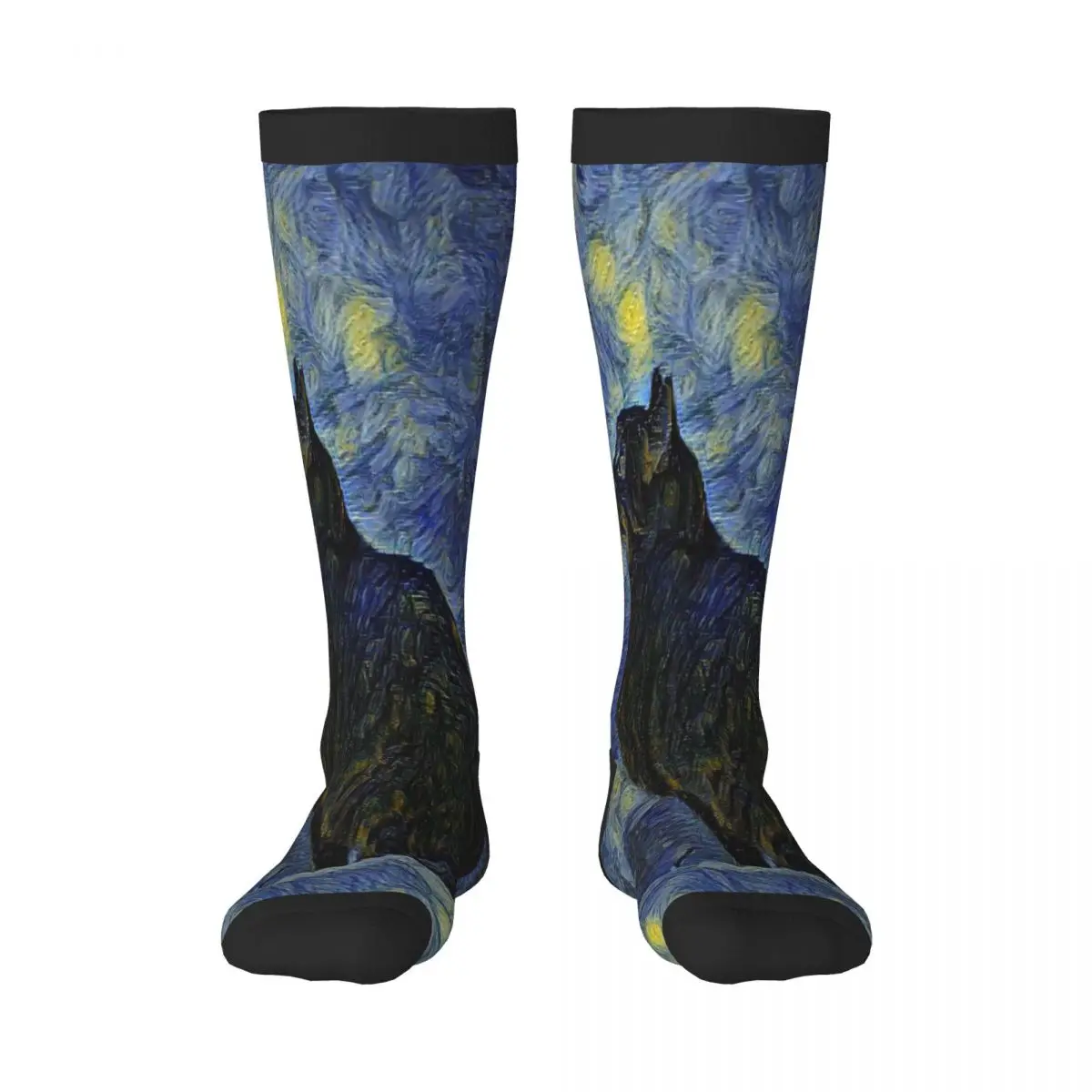 

Casual Socks Shambhala Cat In Vincent Van Gogh Impressionist Art Long Harajuku Retro Business Socks