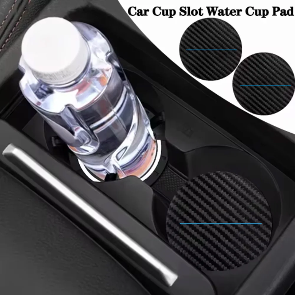 Acessórios para interior de carro, tapete para copo de água com padrão de fibra de carbono, coleção de acessórios para carro, tapete antiderrapante, c
