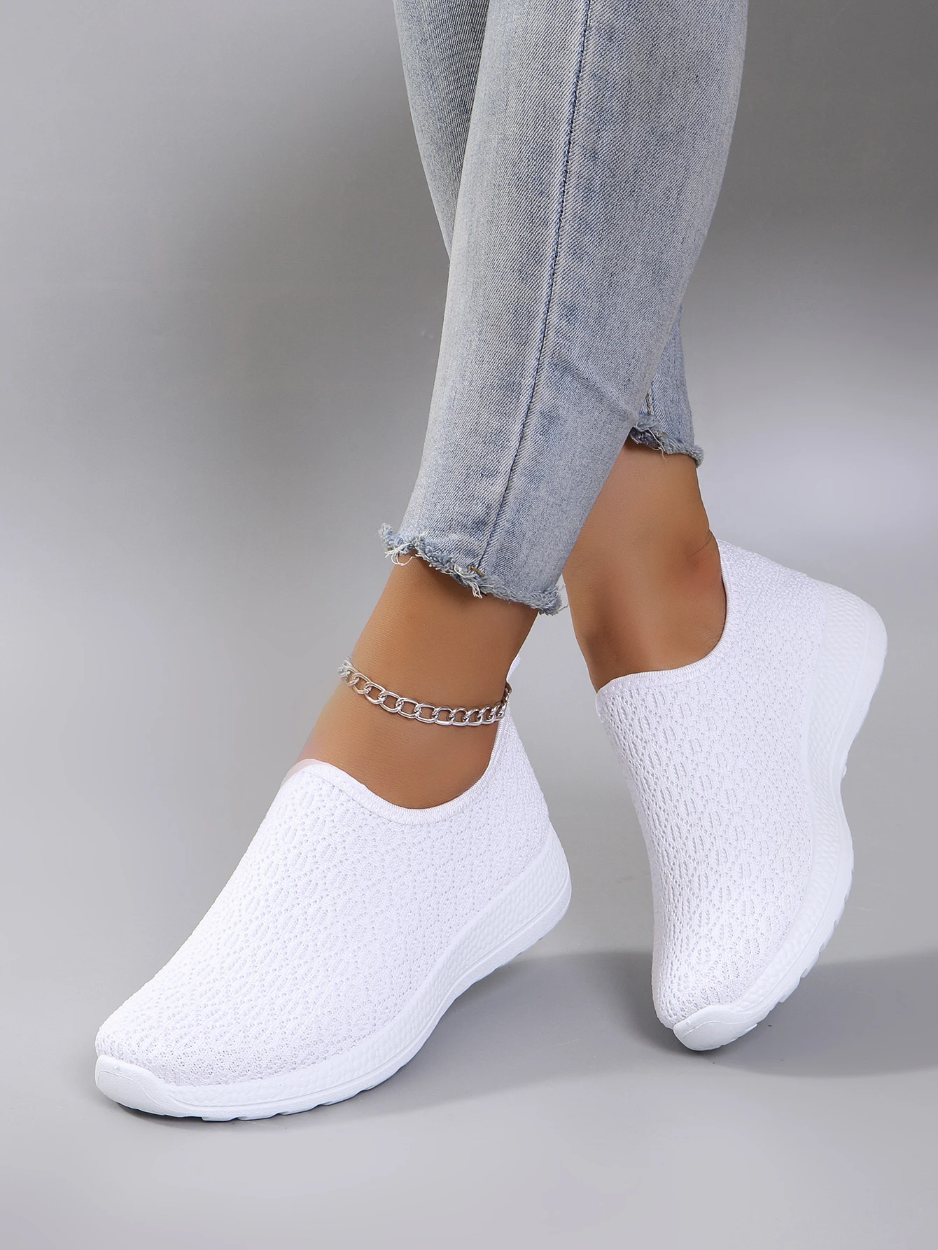 Spring New Product Women\'s One Step Solid Color Casual Flat Shoes Comfortable, Breathable, Lightweight, Wear resistant Lazy Shoe