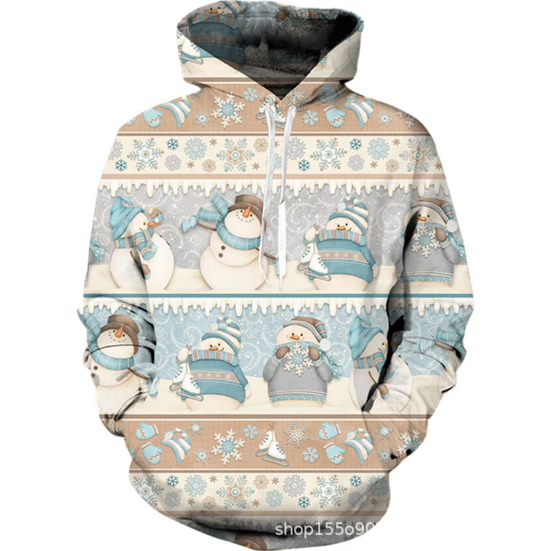 Men's Autumn And Winter New Hoodie 3d Christmas Atmosphere Fashion Digital Printing Pullover Daily Popular Streetwear Clothing