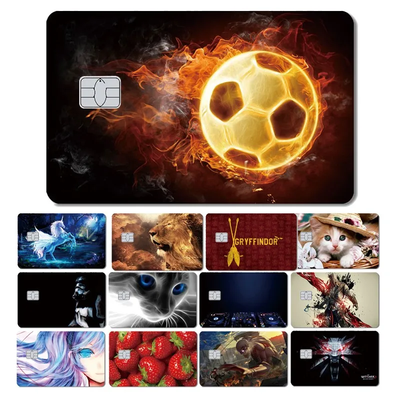 Football Pink Fire Cute Dog Cat Phoenix Film Cover Sticker Case for Small Large Chip No Chip Front Debit Creidt Card