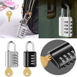 Waterproof Combination Lock with Key 4 Digit Password Lock Backpack Zipper Lock Dormitory Cabinet Lock Luggage Padlock