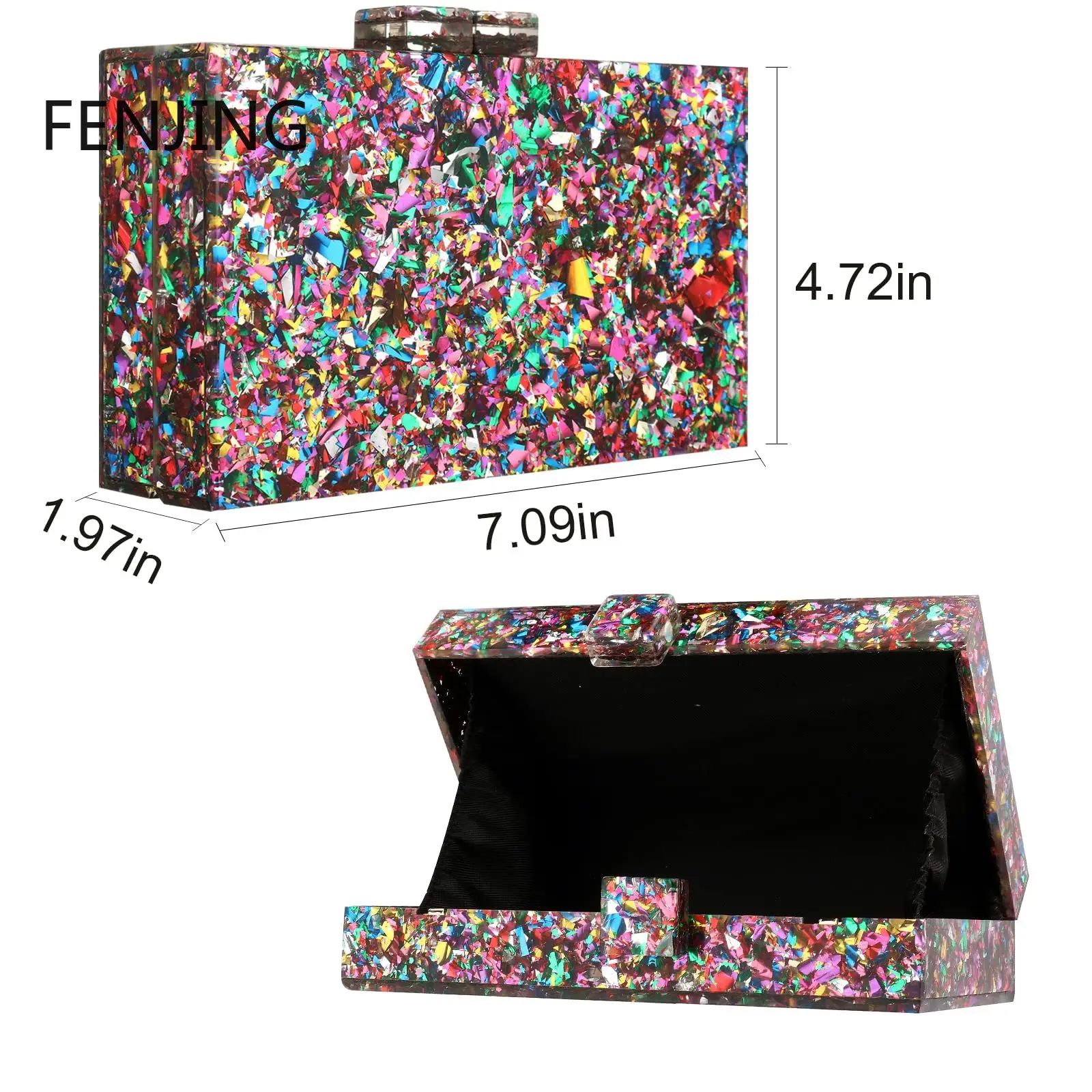 Monederos y bolsos acrílicos Multicolor para mujer, caja de patrones geométricos de Perspex, bolsos cruzados de noche para banquete, Sac A Main