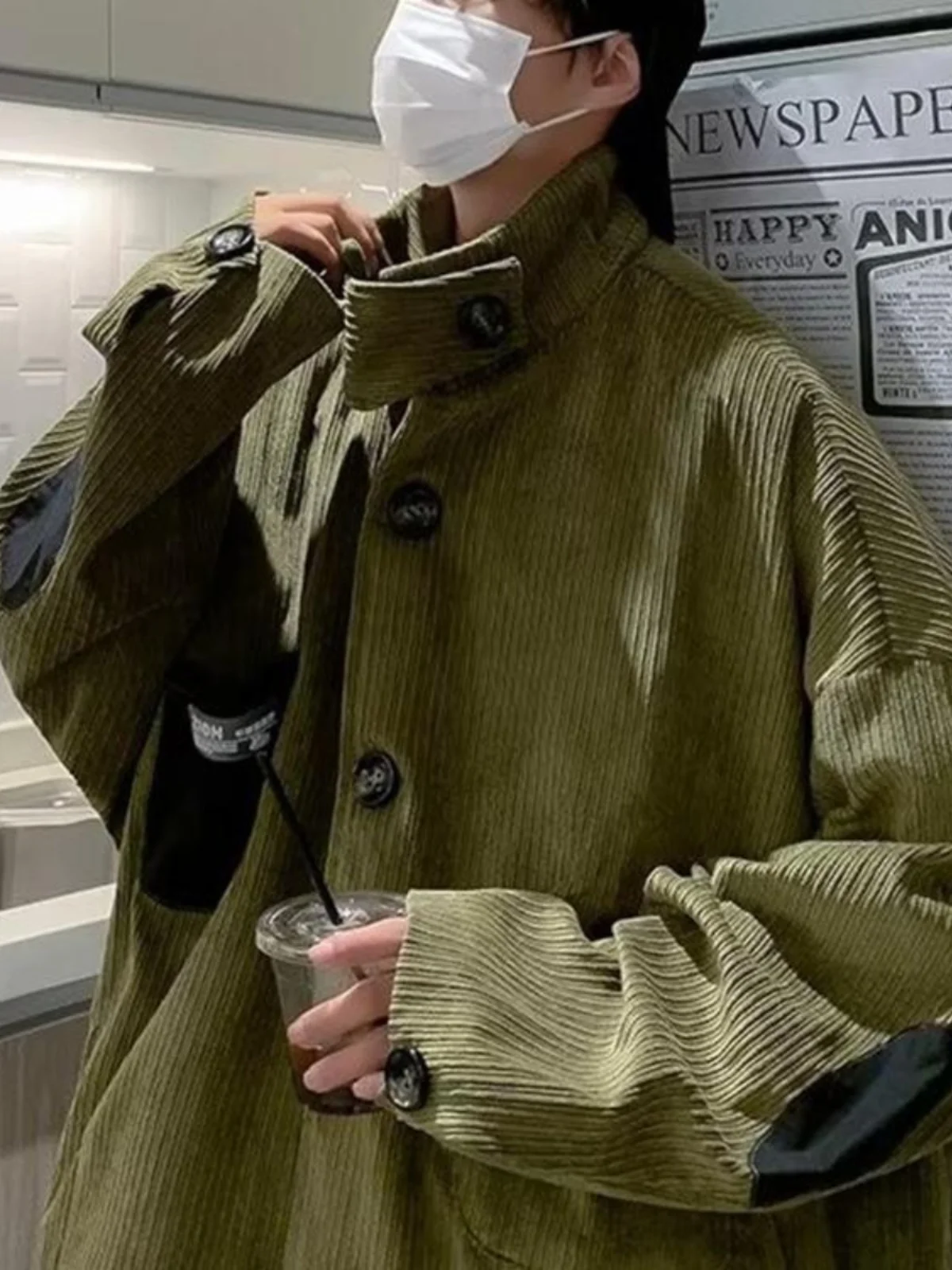 

Retro Japanese Sle Loose Fit Corduroy Jaet for Men And Women Spring Autumn Faion Urban Design Brand Casual Top