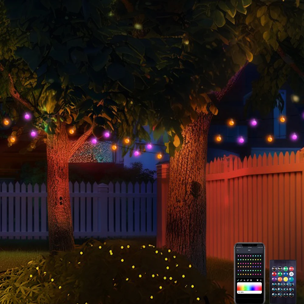 

Smart String Light Bluetooth APP Remote Festoon Lamp Music Sync Waterproof Bedroom Christmas Tree Garden Decor Globe Fairy Light