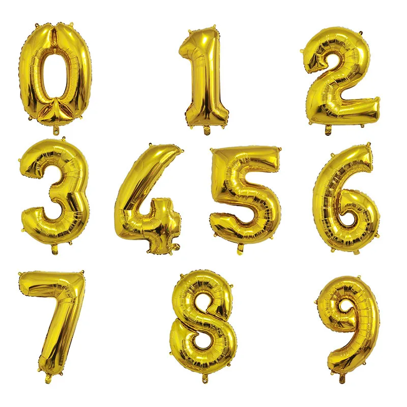 32inch Number 0123456789Balloons Green Rose Silver Red Digit Figure Balloon Children Adult Holiday Birthday Decor Party Supplies